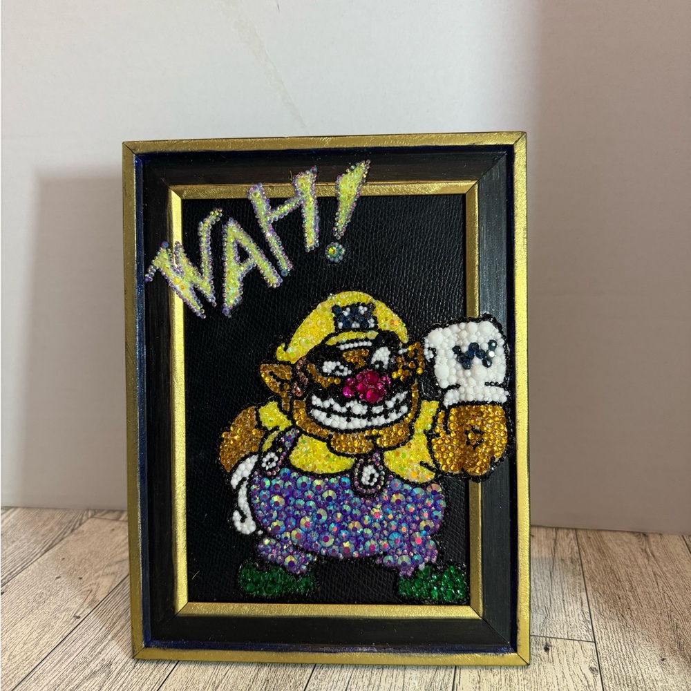 Nintendo Mario Wario Rhinestone ArtWork Bedazzled Picture Frame Wall Art